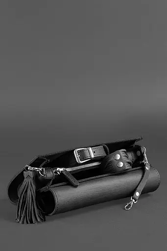 Шкіряна жіноча сумка Еліс чорна Велюр - фото 7