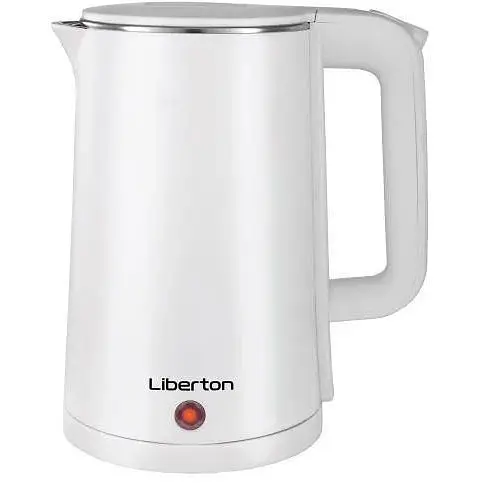 Электрочайник Liberton LEK-6824, белый, 1500W, 1.8л, дисковый, двойная стенка (нержавеющая сталь+пластик), автоотключение, - фото 1