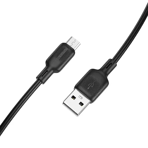 Кабель BOROFONE BX113 Lenny silicone charging data cable Micro(L=3M) Black - фото 1
