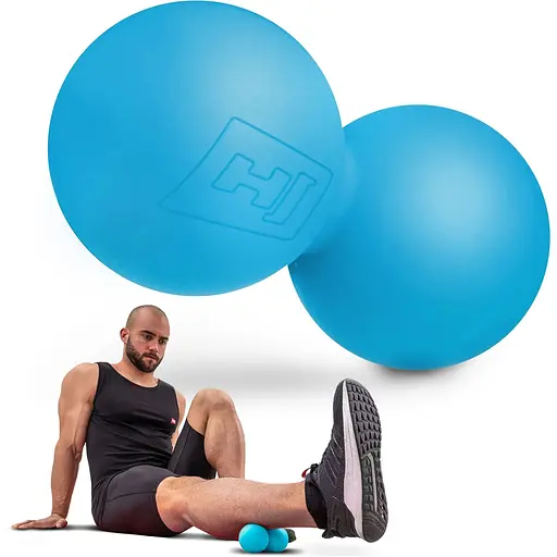 Силиконовый массажный двойной мяч Hop-Sport HS-S063DMB 63 мм голубой - фото 2