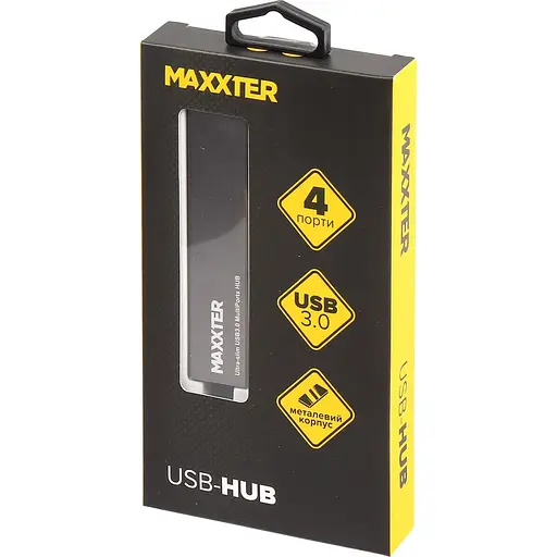 USB-Хаб Maxxter USB 3.0 4хUSB3.0 Dark Grey (HU3A-4P-02) - фото 3