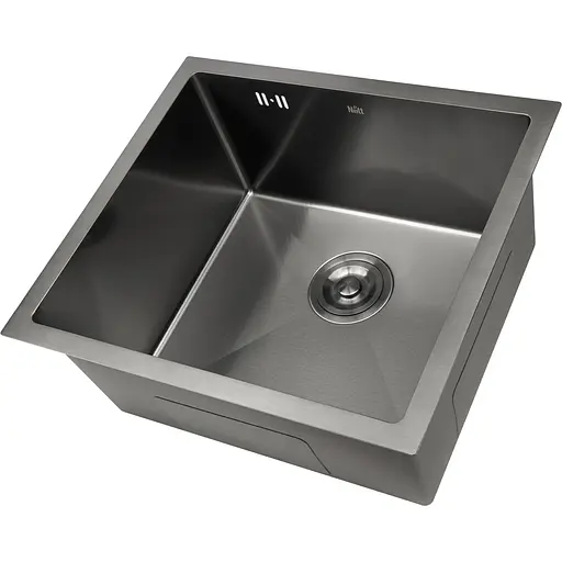 Чорна мийка для кухні Nett NВS-5045 с декором нержавіюча під стільницю - фото 2