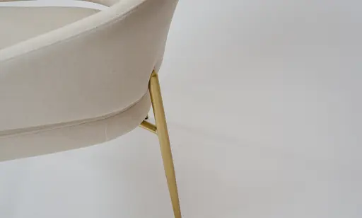 Стілець Мальта тканина айворі метал золоті ніжки - фото 9