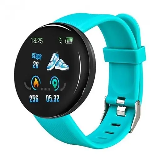 Фитнес-браслет D18 круглый трекер пульсометр Green (16091)