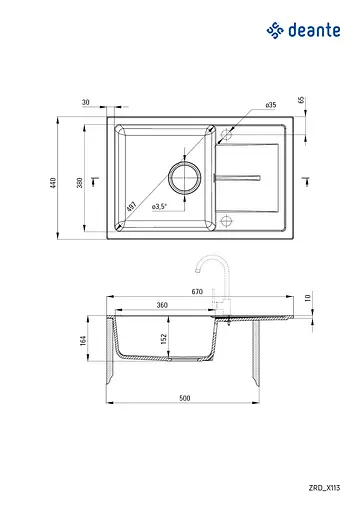 Мийка кухонна Deante Leda ZRD_7113 - фото 3
