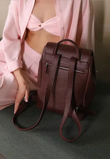 Женский кожаный рюкзак Kim бордовый флотарий - фото 6