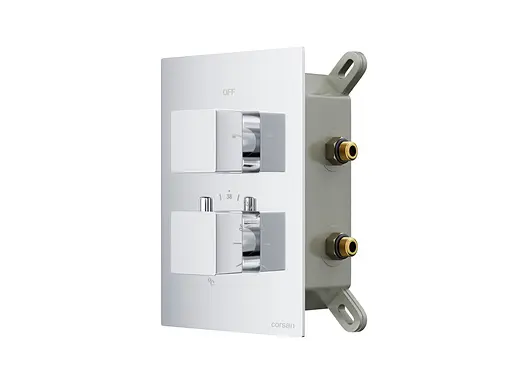 Душева система Corsan Ango 30 хром з виливом та термостатом + BOX прихованого монтажу ZA30TCHW, Хром - фото 2