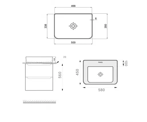 Тумба підвісна Sanwerk Ера Air 60 Білий з Топ панеллю та умивальником Rapid 50x35 (MV0000903) Білий - фото 2