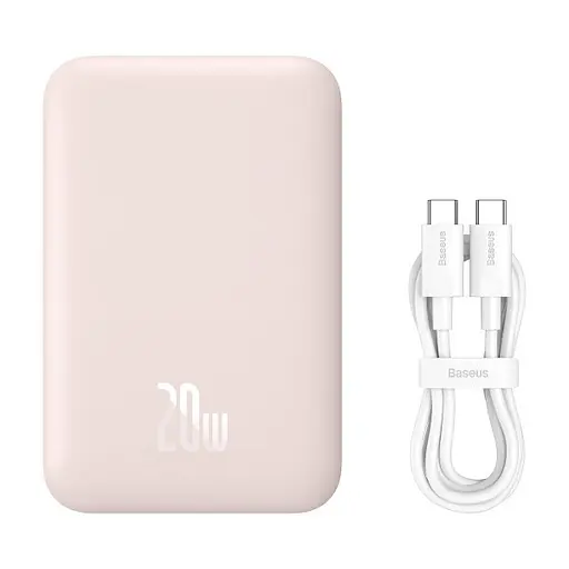 Магнітний портативний павербанк з бездротовою зарядкою Baseus Magnetic 20 W 6000 mAh для iPhone рожевий - фото 6