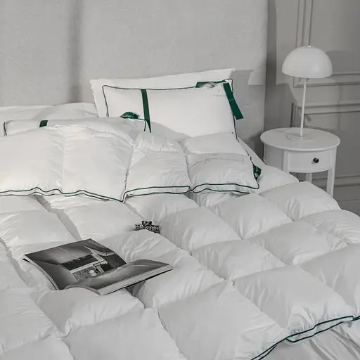 Ковдра MirSon Imperial Satin Luxe, літня, 215х155 см, біла із зеленим кантом - фото 23