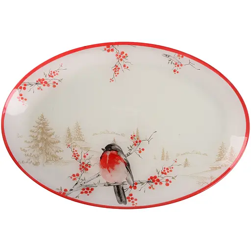 Блюдо Viva NY Winter Bird овальне 30х20 см (S441012A-1)