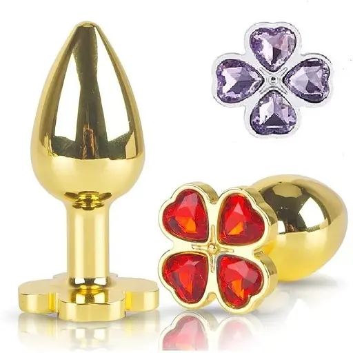 Анальна пробка з кристалом конюшина SKN-MG20 (бузковий кристал), Фіолетовий