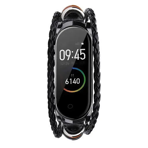 Ремінець вінтажний Carprie для фітнес-браслета Xiaomi Mi Band 5 і 6 Type A Black black - фото 4
