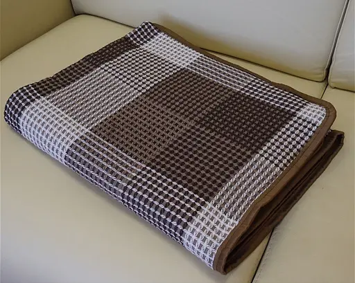 Покривало бавовняне Vladi 140х200 бежево-коричневе - фото 1