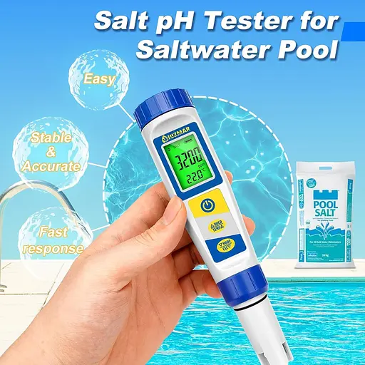 Цифровий тестер хлору та pH UIUZMAR для гідромасажної ванни, електронний басейн із солоною водою - фото 4