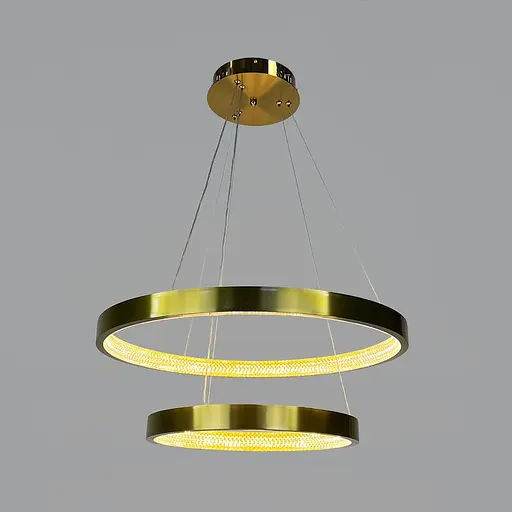 Латунна люстра у формі двох кілець із фактурним розсіювачем Ø 60+40 см | Line F | Арт. JU09N-600+400 AB - фото 7