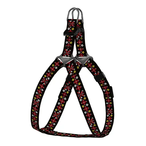 Шлея для собак Барксі Urban патріотична Вишиванка чорна