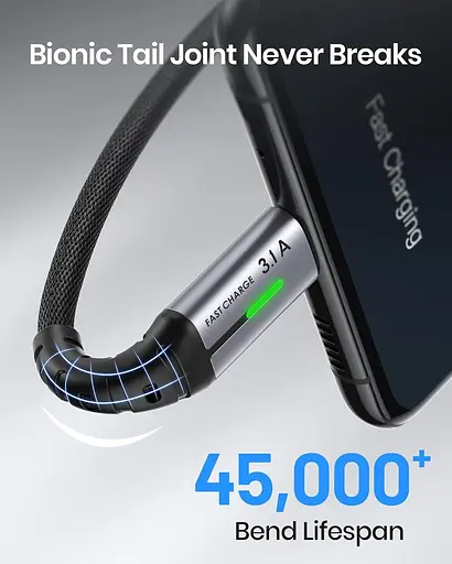 Кабель INIU USB C, [3 единицы 3.1A] QC3.0 быстрая зарядка USB типа C, плетеный нейлон (1,6+6,6+6,6 футов) - фото 7