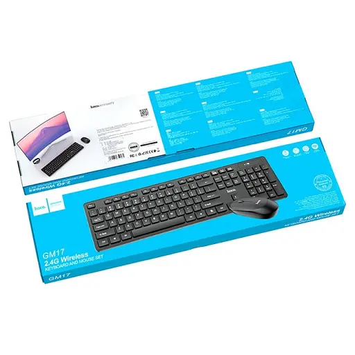 Клавиатура+мышь HOCO GM17 Wireless business keyboard and mouse set черный - фото 1