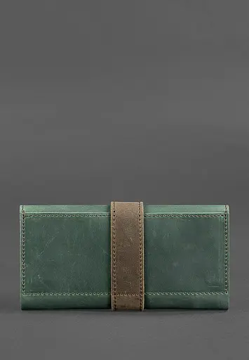 Шкіряне жіноче портмоне 3.0 зелене з коричневим - фото 5