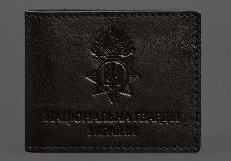 Кожаная обложка для служебного удостоверения Национальной гвардии Темно-коричневая - фото 1
