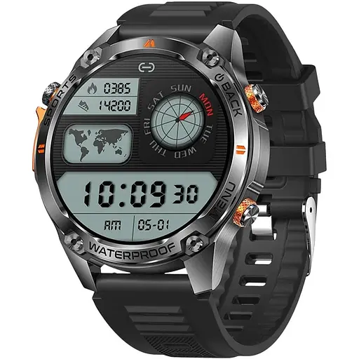 Тактичний спортивний смарт-годинник Smart Watch G100 для військових з GPS-компасом і можливістю здійснювати дзвінки Чорний