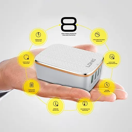 Зарядний адаптер 4 порти Ldnio A4404 зарядний пристрій 4 USB 4.4A - фото 7