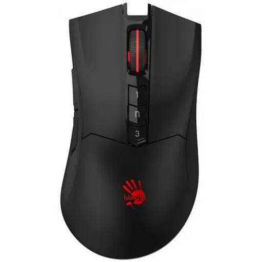Мышь беспроводная Bloody R90 Plus, Black, USB 2.4GHz, оптическая (сенсор BC3332-S), 100 – 5000 cpi, 150 IPS, 8 программируемых кнопок, аккумулятор 500 mAh