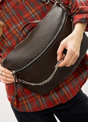 Женская кожаная сумка-бананка под ноутбук Sambag Urban Laptop 46×26 см (51411120) - фото 4