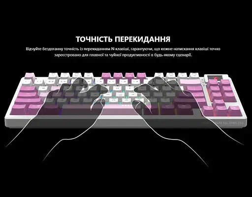 Клавіатура ігрова механічна MSI FORGE GK-600 W TKL Wireless, EN/UKR/RU, RGB VIOLET - фото 13