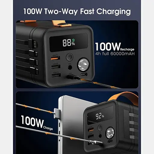 Batterie portable - batterie externe XO PR204 60000mAh 100W noire - фото 5