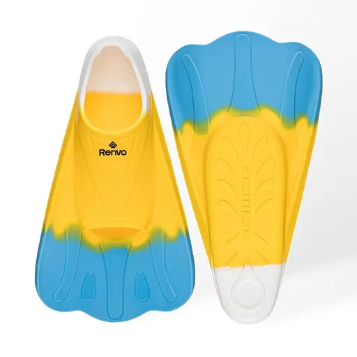Короткі ласти для тренування в басейні Renvo Criz із закритою п'ятою жовтий блакитний розмір 30-32 (SF120-84 30-32) - фото 1