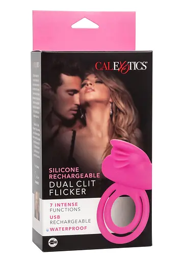 Виброкольцо CalExotics Dual Clit Flicker Enhancer 6х3.7 см розовый - фото 3