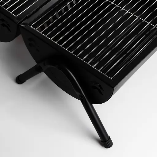 Вугільний гриль двосторонній портативний з решіткою Yiwu 38х25х35 см чорний універсальний для пікніка похідний розкладний BQ-1 - фото 5
