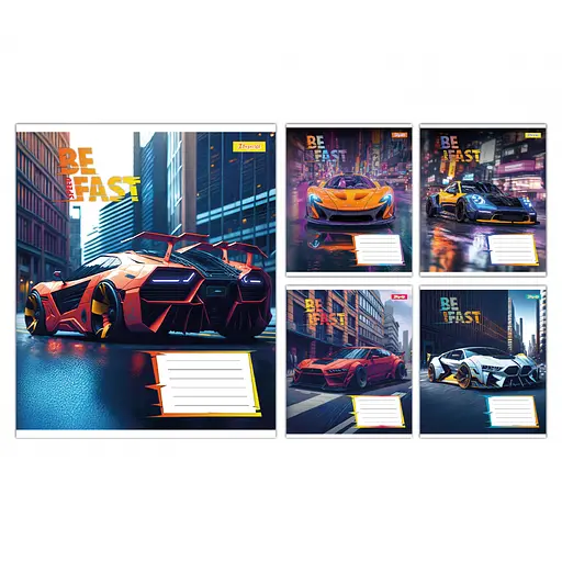 Зошити учнівські 24 аркуша клітинка 1B Be Fast, 20 шт. в упаковці