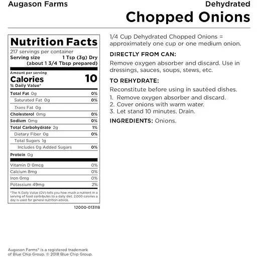 Лук нарезанный сублимированный Augason Farms с большим сроком годности 25 лет 217 порций - фото 3