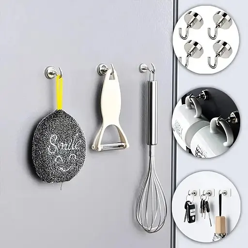Набір магнітних гачків Semi Magnetic hooks Strong, 10 шт - Silver - фото 3