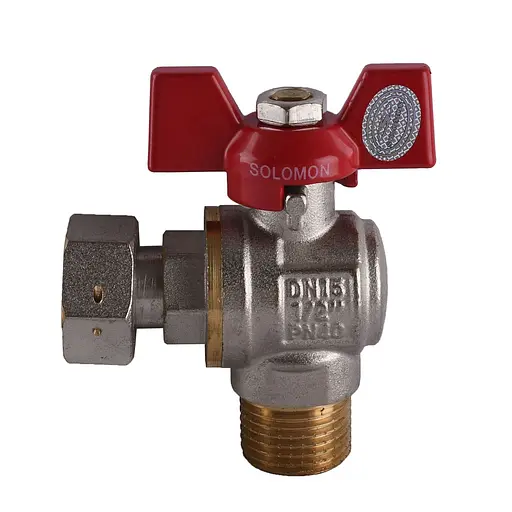 Кран кульовий кутовий з накидною гайкою Solomon 1/2″ ЗВ PN40 160402 - фото 1