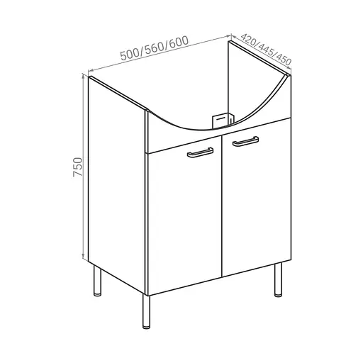 Тумба для підлоги RJ Soft-L з умивальником Freja L71955000 55 см Білий RJFU023-0155WHSET(RJFU023-0155WH + L71955000) Білий - фото 2