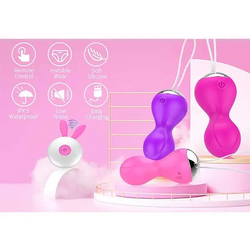 Вагінальні кульки Кегеля з вібрацією 12 режимів Рожевий - фото 4