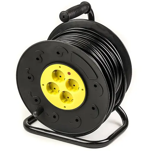 Удлинитель на катушке PowerPlant 50 м, 3x1.5мм2, 10А, 4 розетки (JY-2002/50)