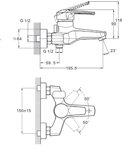 Смеситель для ванны однорычажный Solone SITB3-A182 с душевым набором Хром 30412 - фото 2