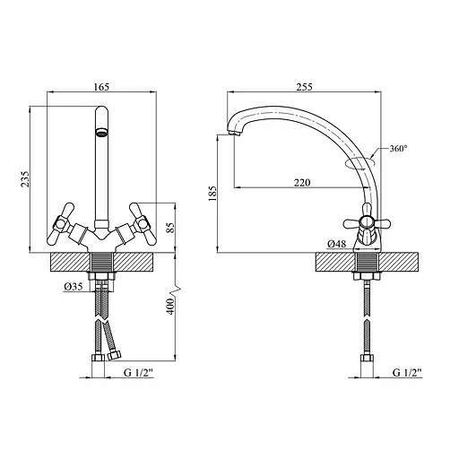 Змішувач для кухні Kroner KRP Royce - C032 CV029050 Хром - фото 2