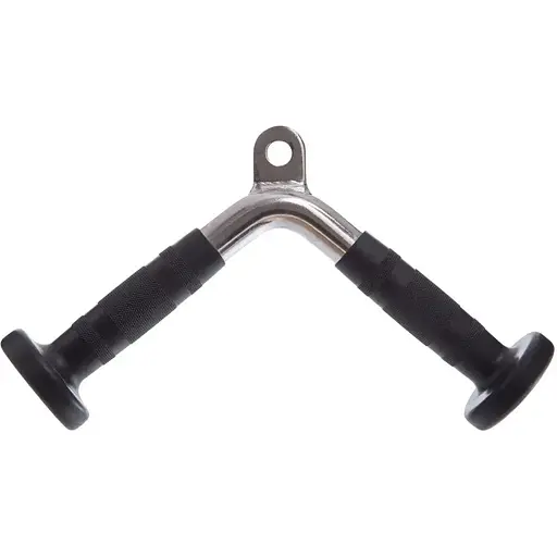 Ручка для тяги York Fitness V-подібна на трицепс з гумовими рукоятками, хром - фото 2