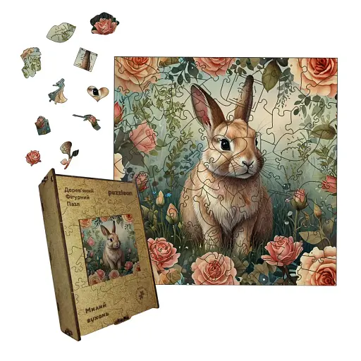 Деревяний фігурний пазл Милий Вухань, А2, Картонна коробка 300+ елементів