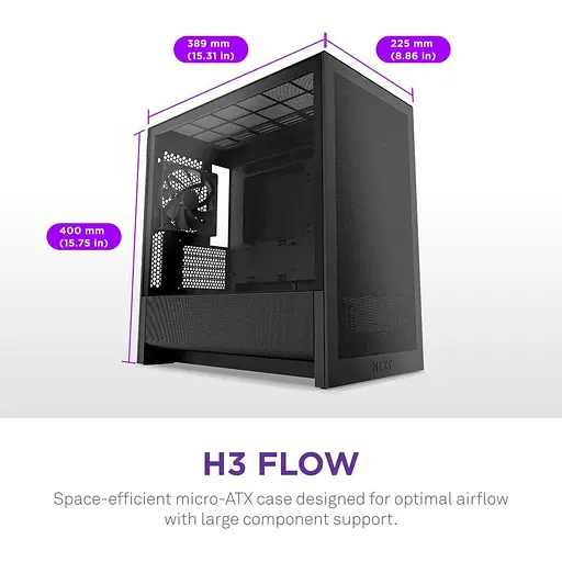 Корпус NZXT H3 Flow из закаленного стекла без блока питания, черный (CC-H31FB-01) - фото 6