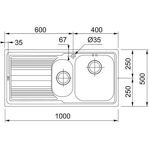 Кухонна мийка Franke Logica, нерж.сталь, прямокутник, з крилом, 1000х500х180мм, чаша - 1,5, врізна, line LLL 651, нерж декор - фото 3
