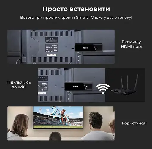 Смарт ТВ приставка Android SmartTV Box Tanix TX-9 2/16Gb Wi-Fi 5G 4K TV Stick - фото 5