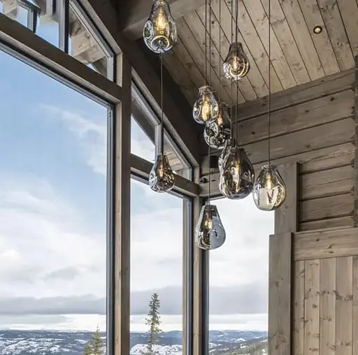 Подвес с мятым удлиненным стеклянным графитовым плафоном | Line F | Арт. 0459/1 GR - фото 9