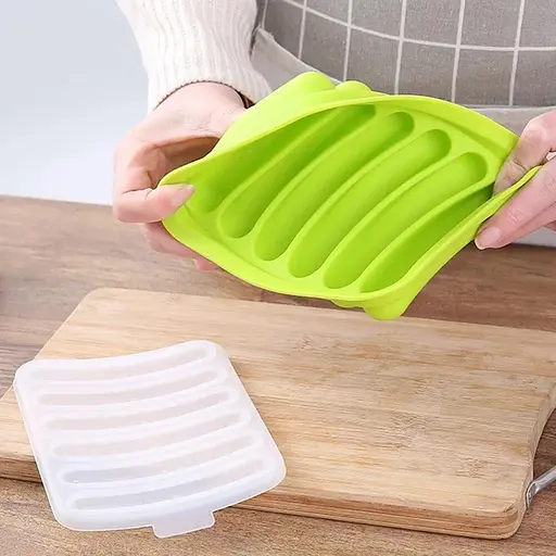 Форма для запікання випічки силіконова домашніх хот-догів, сосисок, ковбасок, кебаба кебабниця, Kitchen Master Салатовий 85467 - фото 4